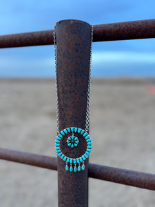 Kingman Turquoise Eternity Necklace with second eternity ring
