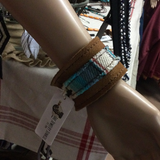 Jewelry Junkie Leather Cuff w/ Tie Pastel/Serape